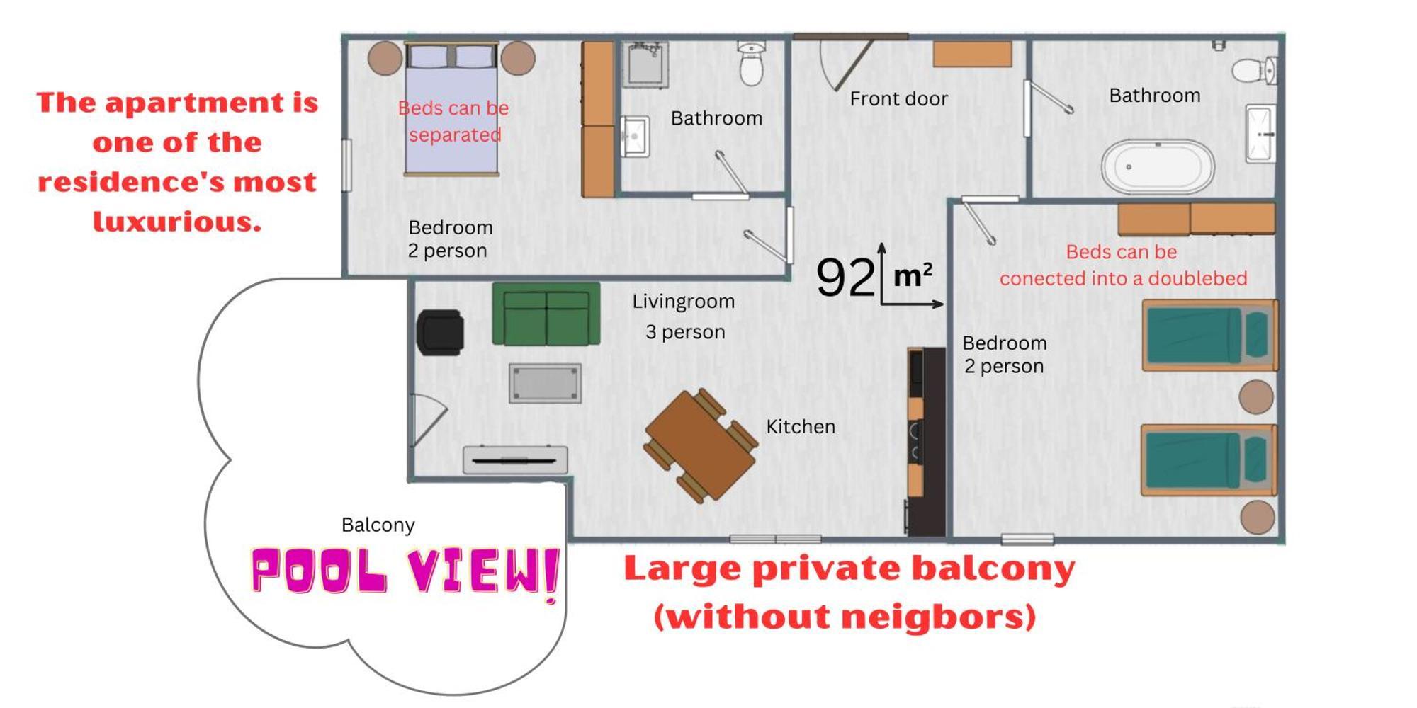 Apartament Bella - 3 Pools, 2 Bedrooms & 2 Bathrooms Słoneczny Brzeg